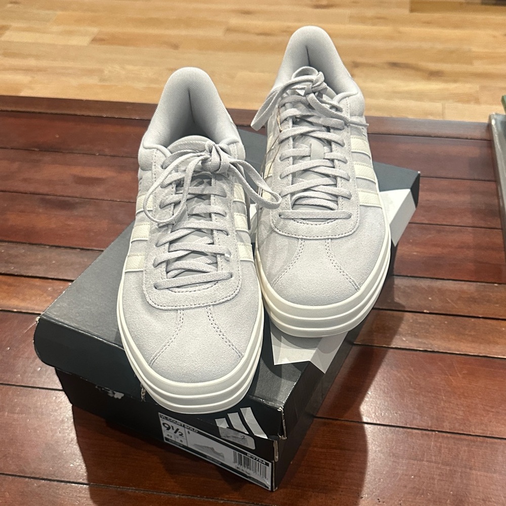 adidas Women's VL Court Bold Low-Top Suede Sneakers in Light Gray